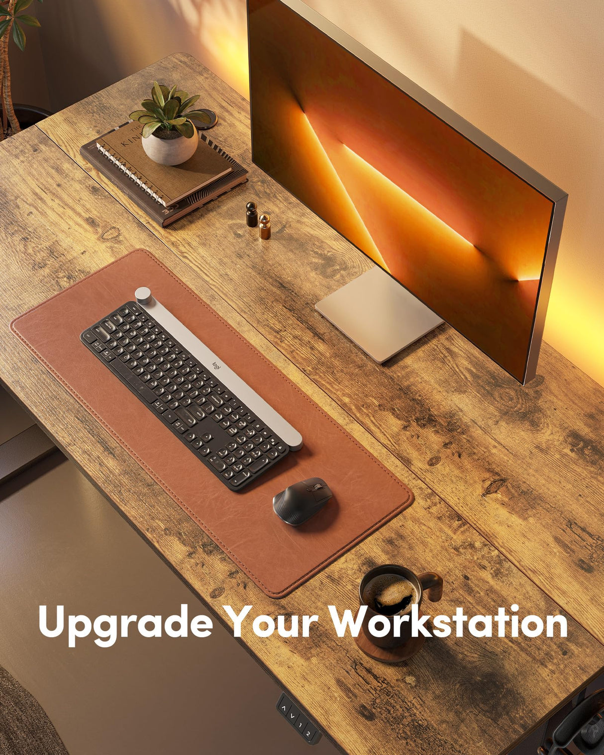 FEZIBO Electric Standing Desk, Height Adjustable Stand up Desk, 60 x 24 Inches Sit Stand Home Office Desk, Computer Desk, Rustic Brown FEZIBO