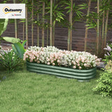 Outsunny 5' x 2' x 1' Galvanized Raised Garden Bed Kit, Outdoor Metal Elevated Planter Box with Safety Edging, Easy DIY Stock Tank for Growing Flowers, Herbs & Vegetables, Green Outsunny