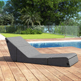 jela Outdoor Chaise Lounge, Waterproof Folding Sofa Bed Lounge Chair, UV Resistant Folding Lounge Chair with Machine Washable Cover, Soft Foam Patio Sofa Chairs Pool Lounge Chaise Chairs (Darkgrey) jela