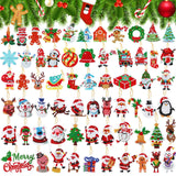 Hungdao 64 Pcs Diamond Art Christmas Ornaments Kits Christmas Crafts for Adults Diamond Gem Art Winter Hanging Ornaments 5d DIY Painting Keychains Xmas Crystal Tree Snowman Home Decor(Classic Red) Hungdao