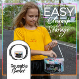 Loddie Doddie 50ct Sidewalk Chalk for Kids - 12 Colors Non-Toxic Jumbo Sticks in Reusable Bucket - Easy Clean Up for Fun & Creativity - Outdoor Chalk Loddie Doddie