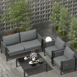 CATMIX Outdoor Patio Furniture, Aluminum Patio Furniture Conversation Set Metal Cushions Couch Outdoor Sectional Balcony Sofa Balcony Outside Chairs Porch CATMIX