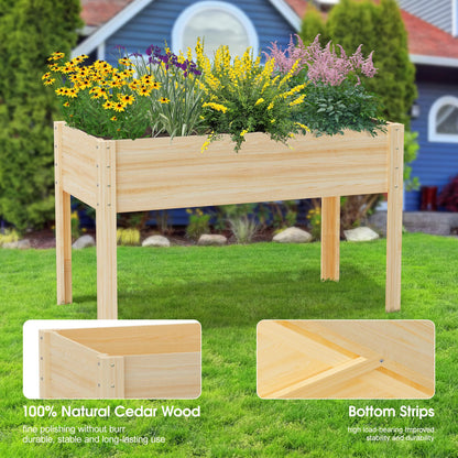 Wooden Raised Garden Bed with Legs, 48x24x30in Cedar Elevated Planter Box Outdoor with Bed Liners for Gardening, Backyard, Patio, Balcony, Grow Herbs and Vegetables