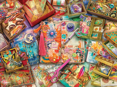 Buffalo Games - Silver Select - Aimee Stewart - The Junk Journaler's Desk - 1000 Piece Jigsaw Puzzle for Adults - Challenging Puzzle Perfect for Game Nights - Finished Size is 26.75 x 19.75 Buffalo Games
