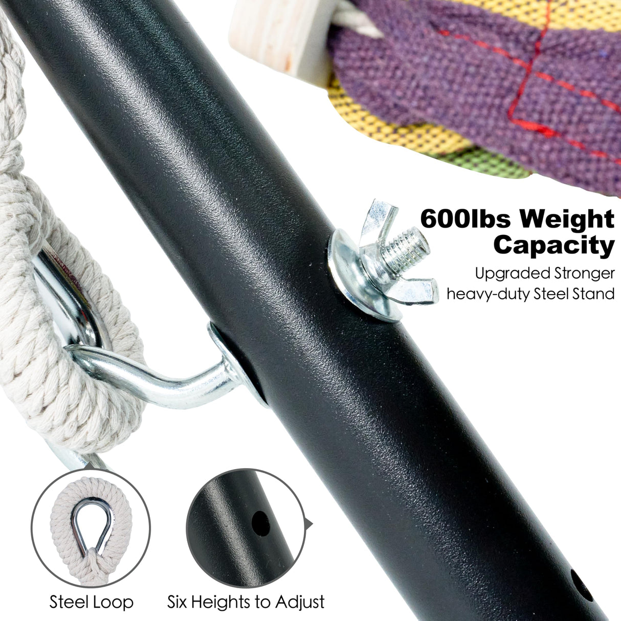 gafete Double Hammock with Stand for Outside, Upgraded Spreader Bar, Heavy Duty Space Saving Steel Stand 2 Person, Side Pockets, Easy Assembly, 600lbs Weight Capacity, Indoor & Outdoor (Classic Red) gafete