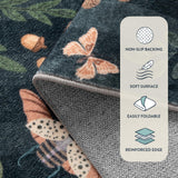 Lahome Insect Botanical 2x6 Washable Rug Runners for Hallways Non Slip, Black Bathroom Kitchen Runner Rugs Non Skid, Soft Non-Slip Entryway Indoor Carpet for Laundry Bedroom Lahome