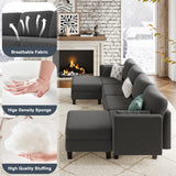 Huatean Home Modular Sectional Sofa, Convertible U Shaped Sofa Couch with High Density Memory Foam, 6 Seat Comfy Modular Sofa Couch for Living Room, Modern U Shaped Sectional Sofa, Dimgrey Huatean Home