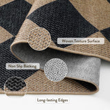 Lahome Checkered Easy Jute 3x5 Outdoor Patio Rug, Washable Rugs for Entryway Diamond Indoor Outdoor Living Room Carpet, Farmhouse Neutral Non Slip Black Door Carpet for Backyard Bedroom Lahome