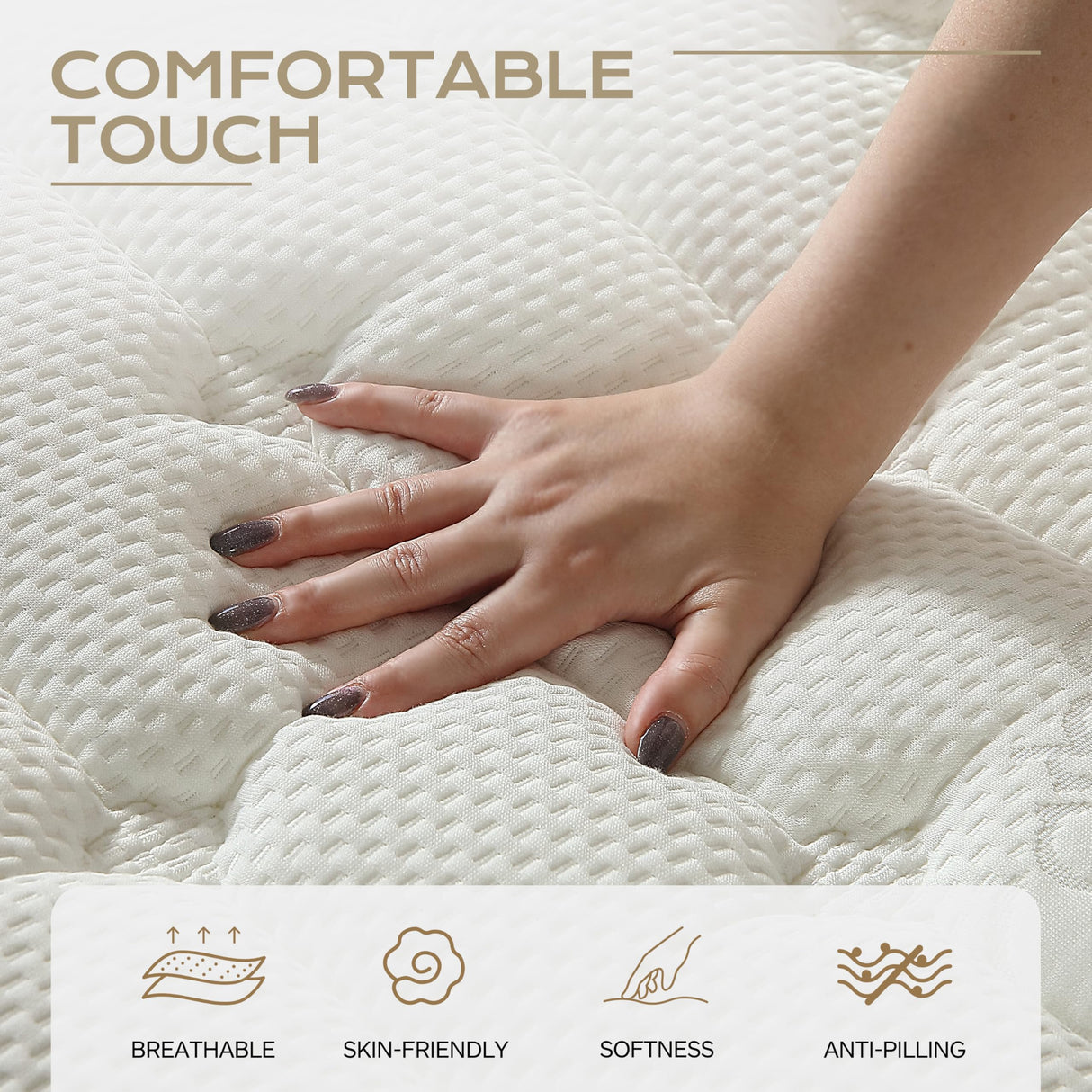 VERYOK Hybrid Mattress Queen Size, 12 Inch Medium Firm Queen Size Mattress with Hybrid Bed Mattress in a Box Pressure Relief, Cooling Farbic, Motion Isolation & Edge Support VERYOK