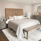 King Wood Headboard | Carved Full Headboard Only | Wooden Headboard Full Size Bed | Wall Mount Headboard King | Full Bed Headboard Panels (Cal King, Sumber, Natural) KultureDeco