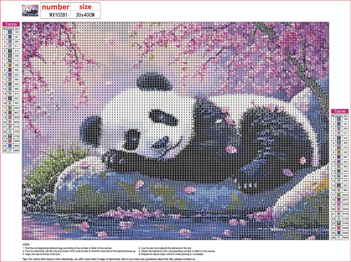 MXJSUA Cute Panda 5D Diamond Painting Kits for Adults, Diamond Art Kits for Beginner, DIY Full Round Drill Diamond Dots Gem Art Kits for Home Wall Decor 12x16 Inch MXJSUA