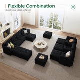 HONBAY Modular Sectional Sofa Oversized U Shaped Couch with Storage Seat Velvet 7-Seat Modular Sofa with Reversible Chaises,Velvet Black HONBAY