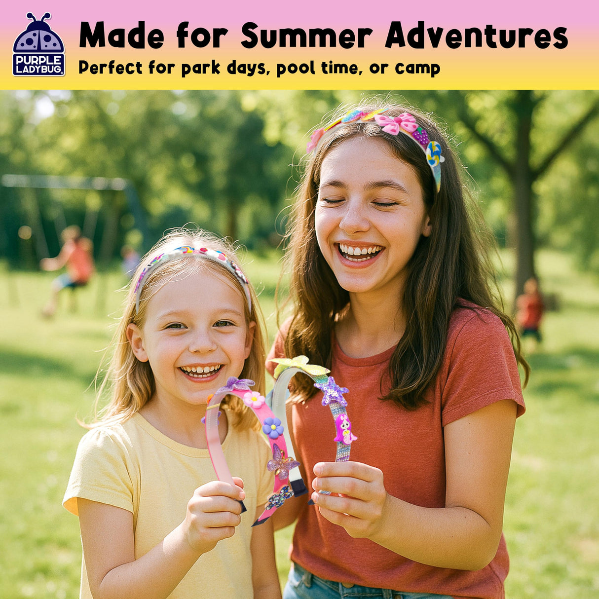 PURPLE LADYBUG DIY Headband Making Kit - Crafts for Girls Ages 6-8, 5-9 Years Old Girl Gifts, Birthday, Hair Accessories, Fun Summer Activities for Kids, Back to School Gifts for Students PURPLE LADYBUG