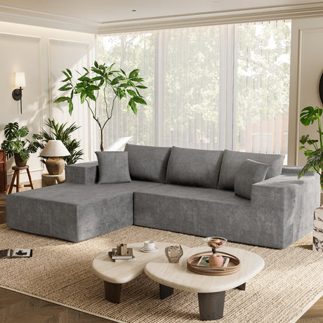 Homall 108" Modular Sectional Sofa, Boneless Couch with L-Shape Chaise, Cloud Couch with Deep Seat Upholstered, No Assembly Required for Living Room, Bedroom (Chenille, Grey) Homall