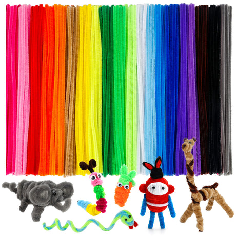 Caydo 200 PCS Thick Pipe Cleaners Craft Supplies Multi-Color Chenille Stems for Art and Craft Projects Creative DIY Decorations (12inch x 6mm) Caydo