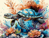 GXGLLPZBY Sea Turtle Paint by Numbers Kit for Adults Beginner,DIY Sea Turtle Paint by Numbers for Adults,Easy Canvas Paint by Number Without Frame Home Wall Decor 16 x 20 in GXGLLPZBY