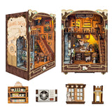 fifijoy DIY Book Nook Kit 3D Wooden Puzzle with LED Lights, Cozy Cat Café House, Bookshelf Insert Decor, Gift for Cat Lovers (Caramel Dreams) fifijoy