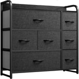 YITAHOME Dresser for Bedroom, Fabric Dresser with 7 Drawers, Furniture Storage Tower Cabinet for Bedroom, Living Room, Hallway, Closet, Black Wood Grain YITAHOME