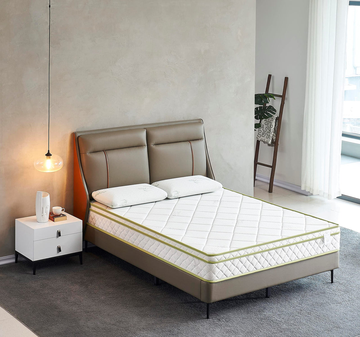 Oliver & Smith 8 Inch California King Mattress - Breathable Euro Top Hybrid with Medium Firm Bonnell Coil Support - High Density Foam, Cotton Cover Cal King Mattress in A Box - White OLIVER & SMITH SINCE 1921