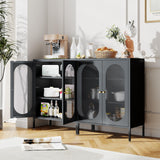 Fumedo 2 Mesh Door Metal Storage Cabinet for Bed Room,Living Room,Home,Hotel,Office,Garage,Kitchen,3-Tier,2 Removable Shelves (Mesh Door Cabinet, Black) Fumedo