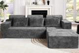 Homguava Modular Sectional Couches for Living Room,105" Cloud Couch with L-Shape Chaise,Comfy Sofa Living Room Couch with Deep Seat,No Assembly L Couch,Luxury Distressed Velvet(Grey,R) Homguava