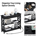 Yaheetech TV Stand with Power Outlet, Entertainment Center with Drawer, 39.5" Media Console Table for TV up to 45 inch with 2 Open Shelves for Bedroom, Living Room, Entryway, Black Yaheetech