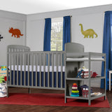 Dream On Me Anna 3-in-1 Full-Size Crib and Changing Table Combo in Steel Grey, Greenguard Gold Certified, Non-Toxic Finishes, Includes 1" Changing Pad, Wooden Nursery Furniture Dream On Me