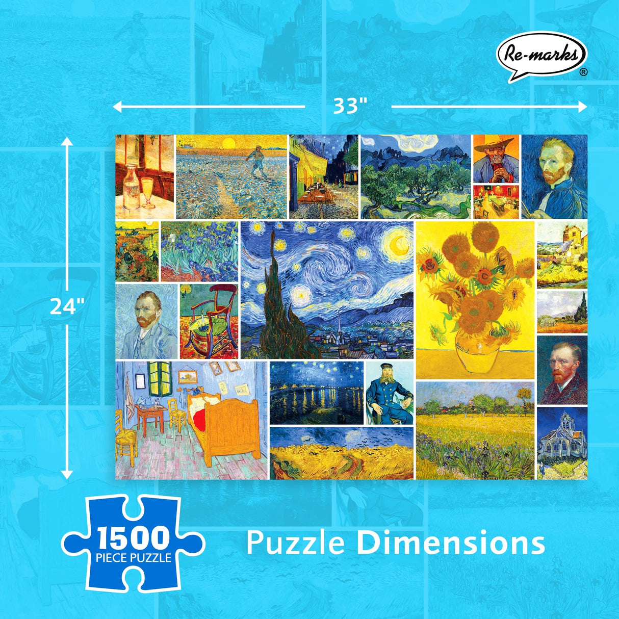 Re-marks Vincent Van Gogh 1500-Piece Puzzle, Artistic Jigsaw Puzzle for All Ages Re-Marks