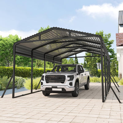 AirWire Carport Canopy 12’X20’ Heavy Duty Car Port Galvanized Steel Roof, Reinforced Stable Triangle Frame for Snowy Windy Metal Carports Enhanced Base Car Tent for Car,RV,Pickup,Boat,Truck,Tractor