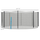 Soozier Trampoline Safety Net for 14ft Round Trampoline with 8 Straight Poles Poles Not Included, Weather Resistant Trampoline Net Replacement Enclosure with Yellow Zippered Entrance, Blue Soozier