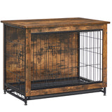 Feandrea Dog Crate Furniture, 32.5" Side End Table, Modern Kennel for Dogs Indoor up to 45 lb, Heavy-Duty Dog Cage with Multi-Purpose Removable Tray, Double-Door Dog House, Rustic Brown UPFC002X01 Feandrea