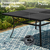 PHI VILLA 9 Pcs Patio Dining Set with Large Square Metal Dining Table & 8 High Back Padded Outdoor Swivel Dining Chairs, Outside Table Chair Furniture Dining Set for 8 Person PHI VILLA