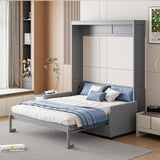 Merax Full Size Murphy Bed with Sofa, Murphy Bed Full with Couch, Adult Murphy Wall Bed, No Box Spring Needed, Gray Merax