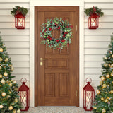 Sggvecsy 22 Inch Artificial Christmas Wreath for Front Door Xmas Red Berry Wreath with Pine Needles Pine Cones Eucalyptus Leaves Christmas Decorations for Winter Wall Outdoor Home Holiday Xmas Decor Sggvecsy