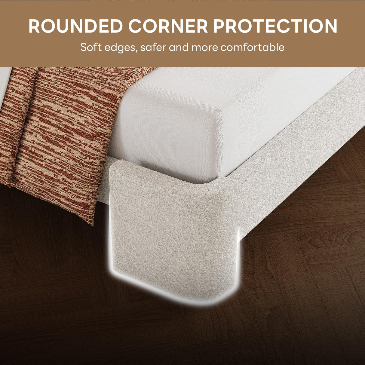 LIKIMIO Full Bed Frame with USB Ports, Upholstered Bed Frames with Headboard, Cloud Bed Frame No Box Spring Needed, Cream White LIKIMIO