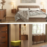 WERMO 16'' Floating Nightstand with Storage and Sliding Door - Floating Side Table for Living Room, Bedroom and Office. Mid Century Modern Nightstand Wood, Bedside Shelf Wall Mount (Walnut) WERMO