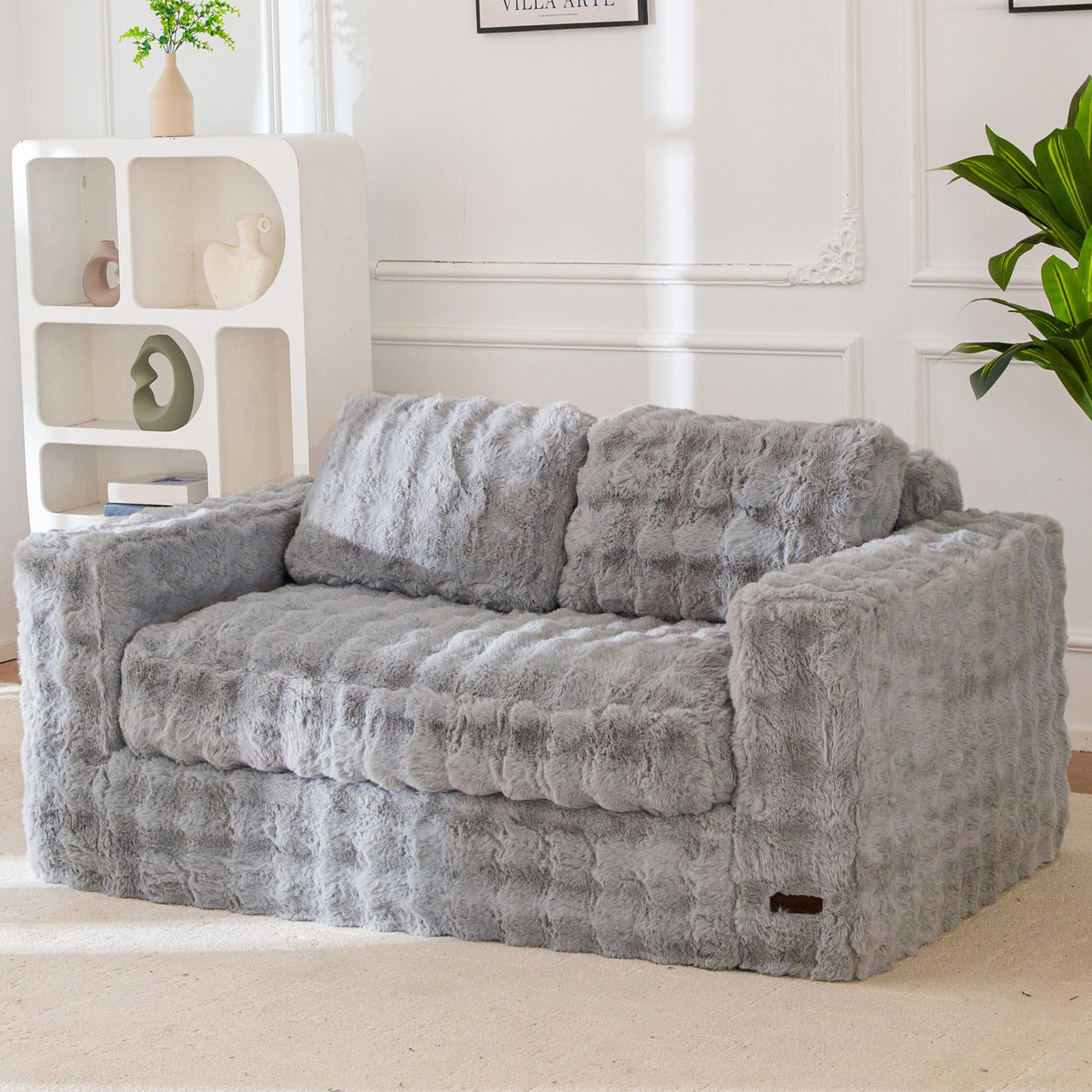 MAXYOYO Loveseat Sofa for Living Room, Small Sofa Couch Tufted Boneless Couch, Comfy Bean Bag Chair for Small Space Bedroom Apartment, No Assembly Needed, Grey MAXYOYO