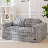 MAXYOYO Loveseat Sofa for Living Room, Small Sofa Couch Tufted Boneless Couch, Comfy Bean Bag Chair for Small Space Bedroom Apartment, No Assembly Needed, Grey MAXYOYO