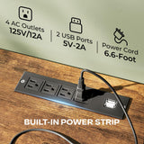 Huuger TV Stand Dresser with Power Outlets and LED Lights, 4 Drawers Entertainment Center with Shelves, 54 Inch Media Console for 55 60 Inch TV, PU Finish, Rustic Brown and Black Huuger