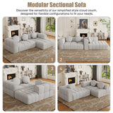 103" Cloud Couch Modular Sectional Sofa, Comfy Chenille Oversized Sectional Sofa with Deep Seat, Upholstered Tufted L Shaped Boneless Couches for Living Room, Right Facing, Off White HYJT-H&K