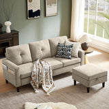 Pingliang Home 79" Sectional Sofa Couches for Small Spaces, L Shaped Couch with Storage Ottoman, 3 Seats Sectional Sofas for Living Room, Apartment-Friendly Couch, Easy Assembly Fabric Sofa (Beige) Pingliang Home