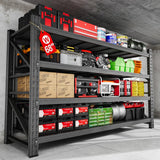 8000LBS Heavy Duty Garage Shelving Units, 68" Wide Metal Storage Shelves, Black 4 Tier Storage rack, Industrial Shelving, Adjustable Standing Shelf for Industries, Warehouses (68"W x 24"D x 63.5"H) heycode