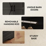 LIKIMIO Armoire Wardrobe Closet 70 Inches, Large Storage with Mirror, 2 Doors, Drawer, and Shelves, Modern Bedroom Freestanding Wooden Wardrobe Combination with Hanging Rail, Black LIKIMIO