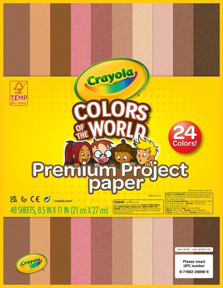 Crayola Construction Paper in Colors of The World, 8.5” x 11”, 24 Colors, Craft Supplies, 48 Sheets Crayola