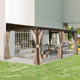 Domi 12' x 20' Lean to Gazebo with Aluminum Frame, Wall Mounted Gazebo Hardtop Galvanized Steel Sloping Roof with Curtains and Netting for Patio Deck Backyard Lawn Party… domi outdoor living