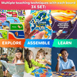 QUOKKA Wooden Puzzles for Kids Ages 4-6 – 3 Educational Wood Toddler Puzzles Ages 3-5 – Learning United States Toddler Game Puzzles Ages 2-4 – Gift World, Space and USA Maps for Boys and Girls QUOKKA