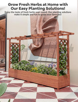 Hipicute Elevated Garden Bed with Arch Trellis & Hanging Roof for Vine Climbing Plants, Wood Planter Box with Hanging Roof, Side Trellis, 4 Drainage Holes,Above Ground Raised Garden Bed, 79"x17"x45" Hipicute