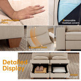 Modular Sectional Sofa, Sectional Couches for Living Room, L/U Shaped Sofa with Storage and Phone Holder, Modular Couch with Multi-Functional Console, USB Charging, Cup Holders (Beige, 6-seats) Pingliang Home