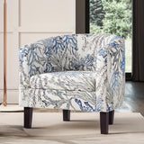 BELLEZE Accent Chairs for Living Room, Elegant Arm Chair Upholstered Tufted Barrel Chair Club Chair for Bedroom with Sturdy Legs and Linen Fabric - Berlinda (Blue Coral) BELLEZE