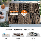 Wallona Outdoor Rugs 5x8 ft Patio Waterproof Clearance Indoor Outdoor Carpet for Patio Plastic Straw Reversible Area Rugs Mat for RV, Camping, Balcony, Beach, Picnic, Porch, Boho Black & Brown Wallona